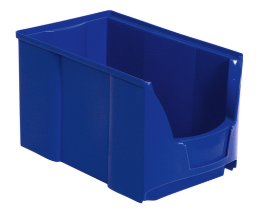 Stapelbarer Sichtlagerkasten Futura mit tiefer Eingrifföffnung, blau, Tiefe 360 mm Standard 1 L