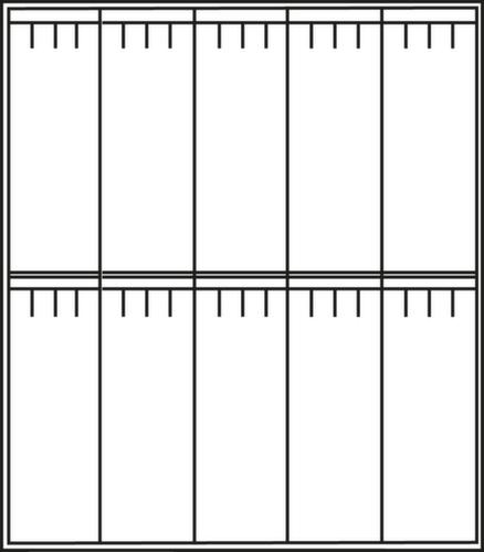 C+P Doppelstöckiger Umkleideschrank Classic mit Sitzbank + 5x2 Abteile, Abteilbreite 300 mm Technische Zeichnung 1 L