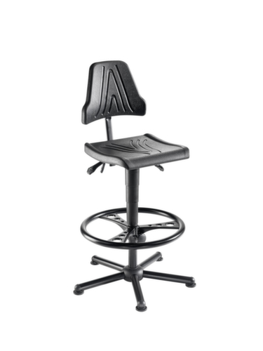 meychair Hoher Arbeitsstuhl Workster Allround W9-H-PU-FR7 mit PU-Sitz, Sitz PU-Schaum schwarz, mit Gleitern Standard 1 L