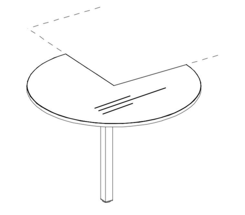 Nowy Styl Runder Anbautisch E10 für Schreibtisch Technische Zeichnung 1 L