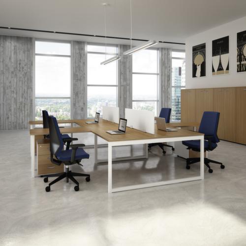 Quadrifoglio Höhenverstellbarer Anbautisch Practika für Schreibtisch mit 4-Fußgestell, Breite x Tiefe 800 x 600 mm, Platte weiß Milieu 1 L