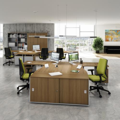 Quadrifoglio Höhenverstellbarer Anbautisch Practika für Schreibtisch mit 4-Fußgestell, Breite x Tiefe 800 x 600 mm, Platte weiß Milieu 3 L