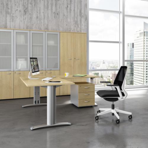 Quadrifoglio Anbautisch Practika für Schreibtisch mit 4-Fußgestell, Breite x Tiefe 800 x 600 mm, Platte Nuss Canaletto Milieu 2 L