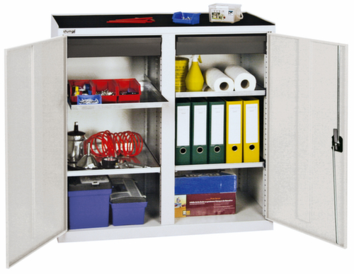 stumpf niedriger Werkzeugschrank Serie 3000 mit ausziehbaren Wannenböden + Schubladen, Breite 1000 mm Standard 1 L