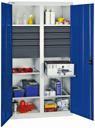 stumpf Hoher Werkzeugschrank Serie 3000 mit ausziehbaren Wannenböden + Schubladen, Breite 1000 mm Standard 1 L