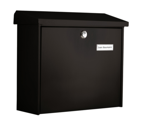 Extra tiefer Wandbriefkasten Comfort mit Namensschild, schwarz Standard 1 L