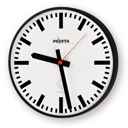 PEWETA Wanduhr mit Metallgehäuse, mit Balkenziffern, Ø 300 mm Standard 1 L