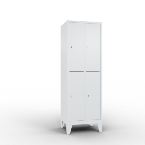 C+P Doppelstöckiger Garderobenschrank Classic mit 2x2 Abteilen Türen glatt, Abteilbreite 300 mm Standard 2 L