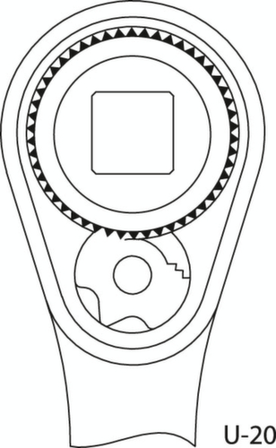 GEDORE 2093 U-20 Umschaltknarre 1/4" Technische Zeichnung 2 L