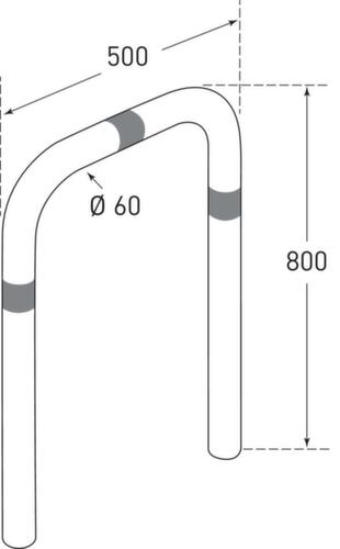 Moravia Schutzbügel CITY groß, Höhe 800 mm, Zum Einbetonieren Technische Zeichnung 2 L