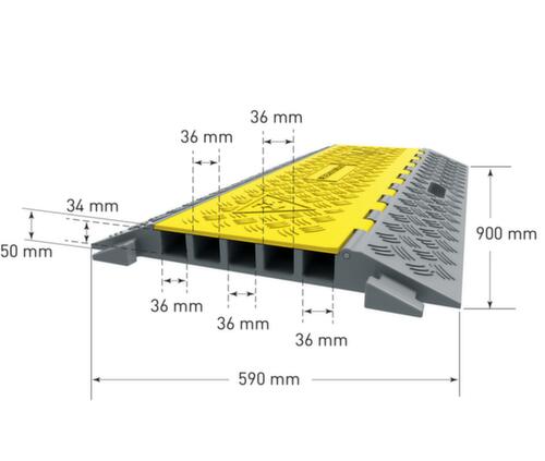 Moravia Kabelbrücke MORION, Breite 590 mm, gelb/schwarz Technische Zeichnung 4 L