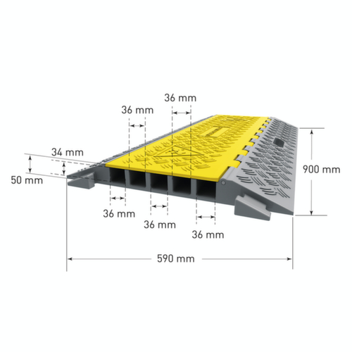 Moravia Kabelbrücke MORION, Breite 590 mm, gelb/schwarz Technische Zeichnung 3 L