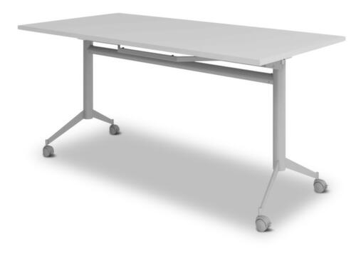 Fahrbarer Klapptisch, Höhe x Breite x Tiefe 750 x 1600 x 800 mm, Platte grau Standard 2 L