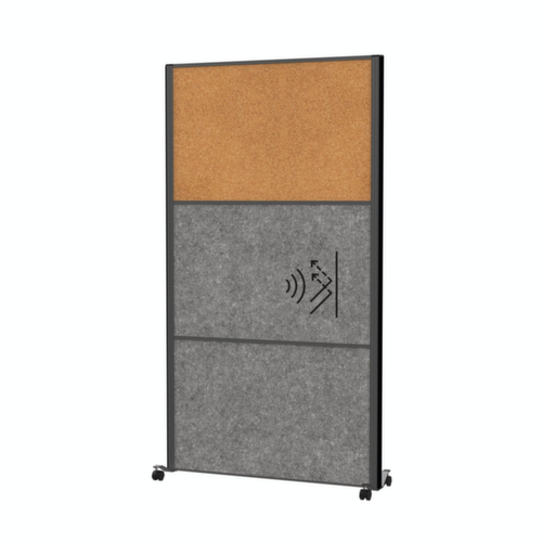 MAUL Stellwand-Tafel MAULconnecto, Höhe x Breite 1800 x 1000 mm, Wand dunkelgrau/braun