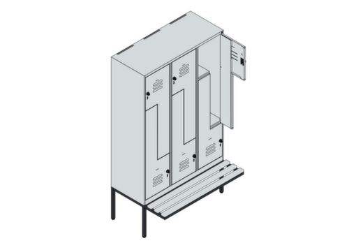 C+P Z-Spind Classic Plus mit untergebauter Sitzbank, Abteilbreite 400 mm Standard 3 L