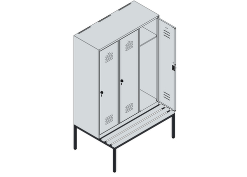 C+P Spind Classic Plus mit Sitzbank, Abteilbreite 400 mm Technische Zeichnung 1 L