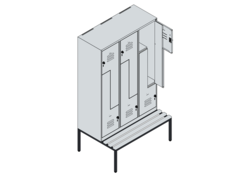 C+P Z-Spind Classic Plus mit untergebauter Sitzbank, Abteilbreite 400 mm Standard 3 L