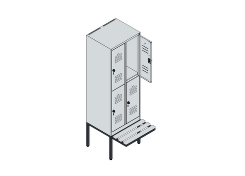 C+P Doppelstöckiger Spind Classic Plus mit Sitzbank, Abteilbreite 300 mm Standard 3 L