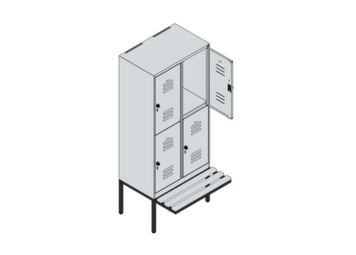 C+P Doppelstöckiger Spind Classic Plus mit Sitzbank, Abteilbreite 400 mm Standard 3 L