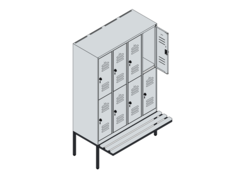 C+P Doppelstöckiger Spind Classic Plus mit Sitzbank, Abteilbreite 300 mm Standard 3 L