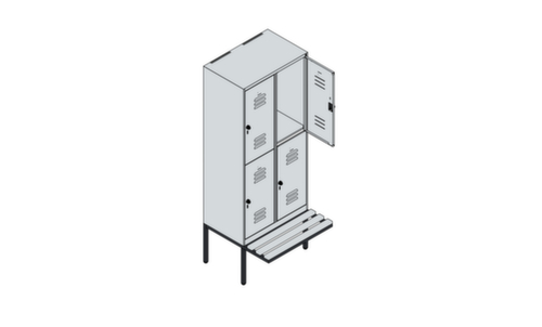 C+P Doppelstöckiger Spind Classic Plus mit Sitzbank, Abteilbreite 400 mm Standard 3 L