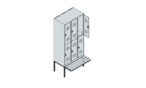 C+P Doppelstöckiger Spind Classic Plus mit Sitzbank, Abteilbreite 300 mm Standard 3 L