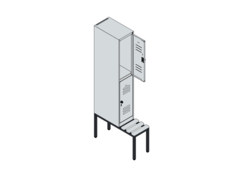 C+P Doppelstöckiger Spind Classic Plus mit Sitzbank, Abteilbreite 300 mm Standard 3 L