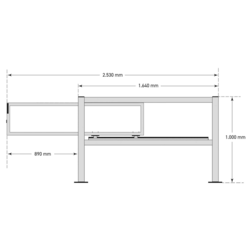 BLACK BULL Schiebetür-Set S-Line, Schiebetür-Set, Höhe x Breite 1000 x 1680 mm Technische Zeichnung 2 L