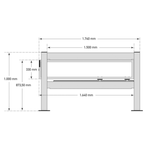 BLACK BULL Schiebetür-Set XL-Line, Schiebetür-Set, Höhe x Breite 1000 x 1740 mm Technische Zeichnung 1 L