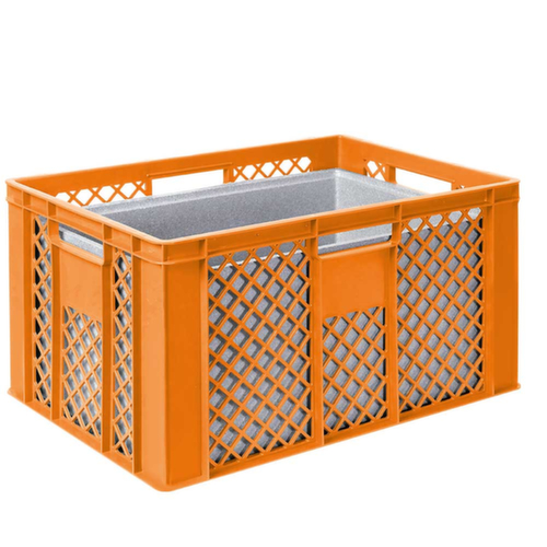 Euronorm-Stapelbehälter mit Isolierbox, orange, Inhalt 63 l, Auflagedeckel für Isolierbox Standard 3 L