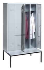 C+P Umkleideschrank Classic mit Sitzbank + 4 Abteile, Abteilbreite 400 mm