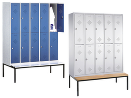 C+P Doppelstöckiger Umkleideschrank Classic mit Sitzbank + 5x2 Abteile