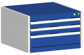 bott Schubladenschrank cubio Grundfläche 650x525 mm, 3 Schublade(n), RAL7035 Lichtgrau/RAL5010 Enzianblau