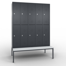 C+P Doppelstöckiger Umkleideschrank Classic mit Sitzbank + 5x2 Abteile, Abteilbreite 300 mm