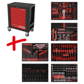 KS Tools Performanceplus Werkstattwagen-Satz P15 mit 423 Werkzeugen für 6 Schubladen