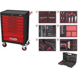 KS Tools ECOline SCHWARZ/ROT Werkstattwagen mit 7 Schubladen und 598 Premium-Werkzeugen