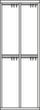 PAVOY Doppelstöckiger Umkleideschrank Basis mit Sitzbank + 2x2 Abteile, Abteilbreite 400 mm Technische Zeichnung 1 S