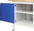 RAU Höhenverstellbare Werkbank Serie 8000, 1 Schublade, 1 Schrank, RAL7035 Lichtgrau/RAL5010 Enzianblau Detail 4 S