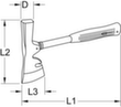 KS Tools Gipserbeil mit Fiberglasstiel Technische Zeichnung 1 S