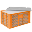 Euronorm-Stapelbehälter mit Isolierbox, orange, Inhalt 63 l, Auflagedeckel für Isolierbox Standard 2 S