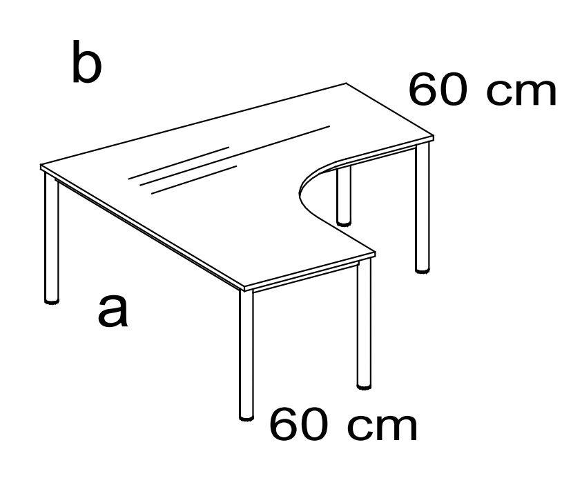 Nowy Styl Höhenverstellbarer Freiform-Schreibtisch E10 Technische Zeichnung 1 ZOOM