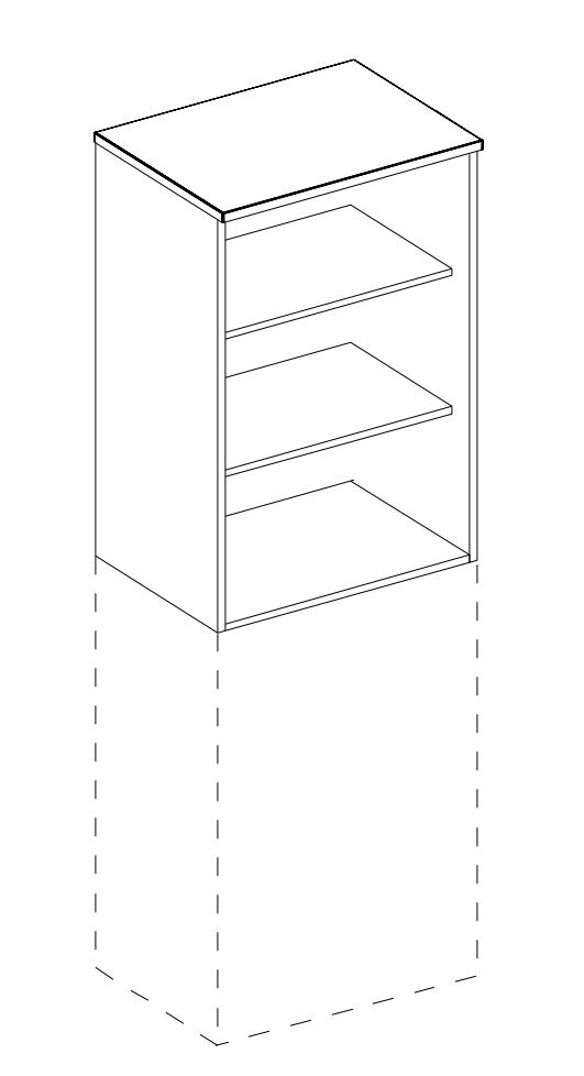 Nowy Styl Aufbauelement E10 für Büroregal Technische Zeichnung 1 ZOOM