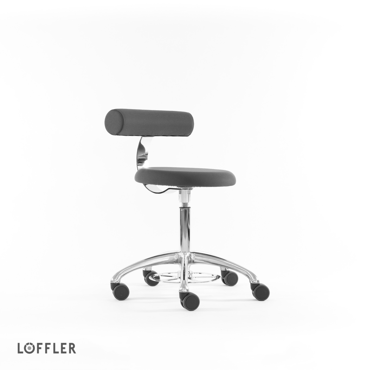 Löffler Hocker Aogo, Sitz grau, Rollen