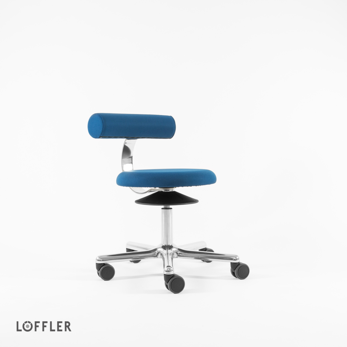 Löffler Hocker Aogo, Sitz blau, Rollen Standard 2 ZOOM