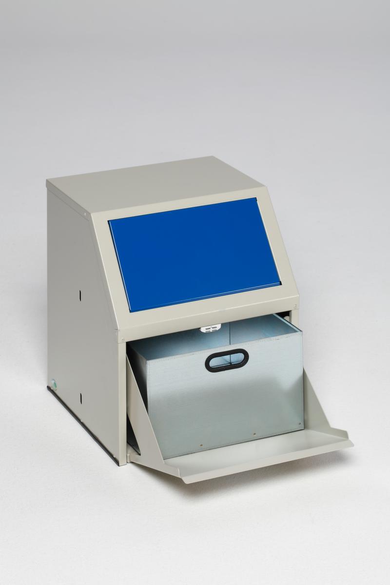 VAR Wertstoffsammler mit Frontklappe, 23 l, RAL7032 Kieselgrau, Deckel blau Standard 4 ZOOM