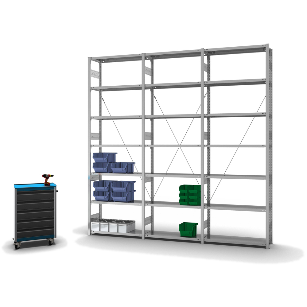 hofe System-Steckregal Anbaufeld, Höhe x Breite x Tiefe 3000 x 1010 x 335 mm, 7 Böden Standard 3 ZOOM