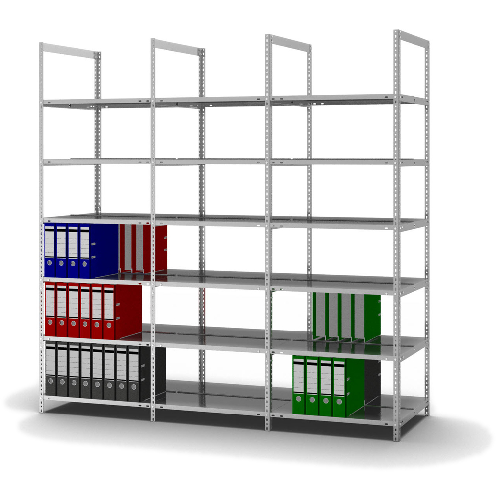 hofe Akten-Schraubregal zur beidseitigen Nutzung, 6 Böden, mit korrosionsschützender Zinkbeschichtung Standard 3 ZOOM