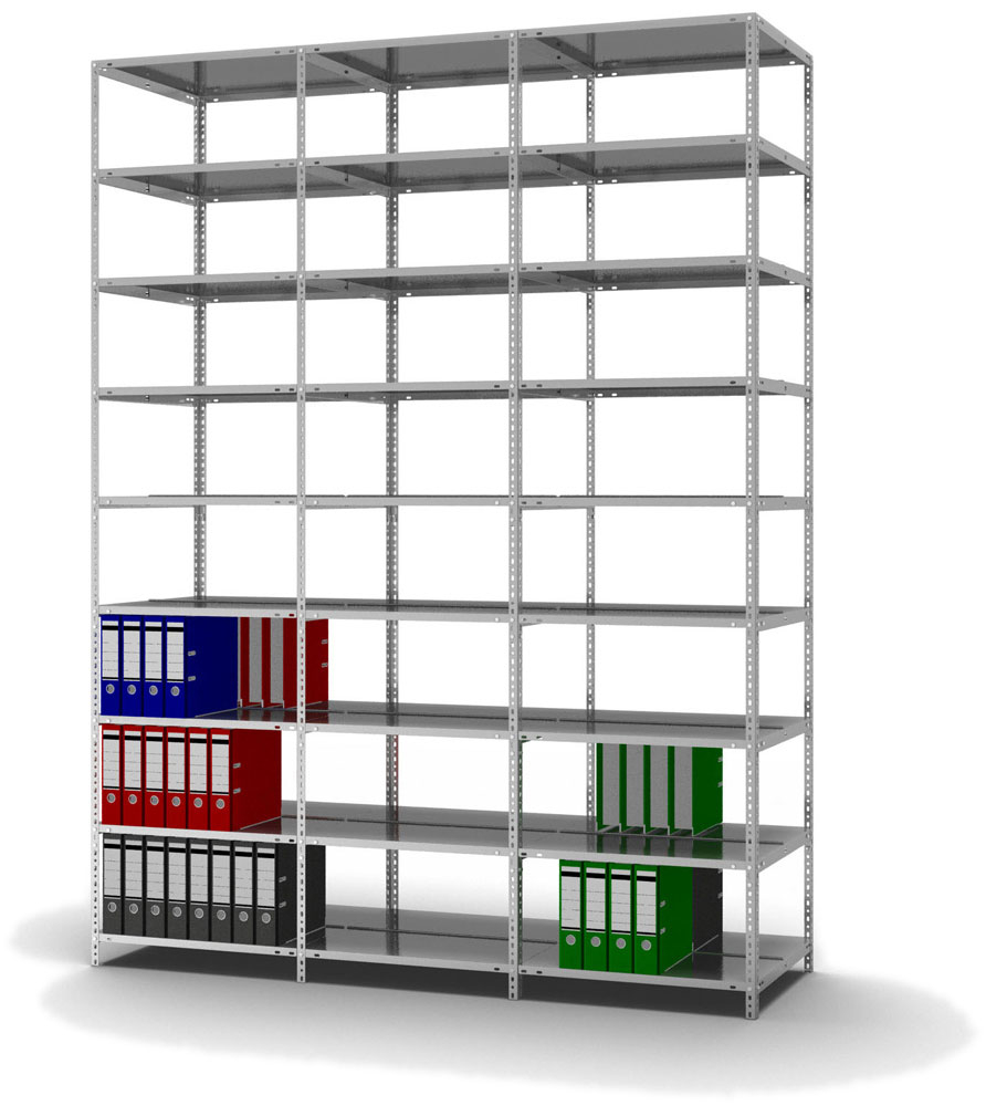 hofe Akten-Schraubregal Anbaufeld zur beidseitigen Nutzung, 8 Böden, mit korrosionsschützender Zinkbeschichtung Standard 3 ZOOM