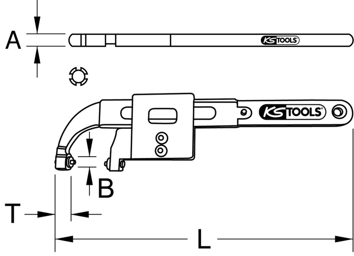 KS Tools Gelenk-Hakenschlüssel mit Zapfen Standard 3 ZOOM