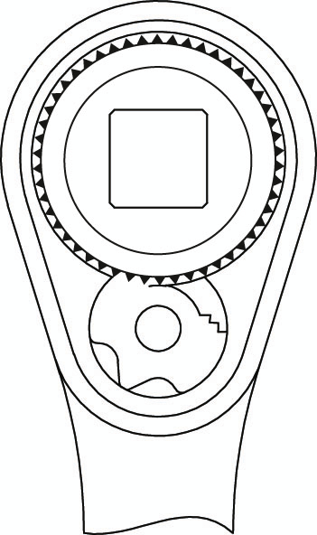 GEDORE 2093 U-20 Umschaltknarre 1/4" Technische Zeichnung 1 ZOOM